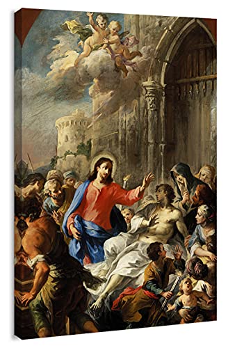 Canvas Print Wall Art - Raising of The Son of The Widow of Nain by Martino Altomonte - 12x18 inches - color: Raising of the Son of the Widow of Nain, size: 18"L x 12"W
