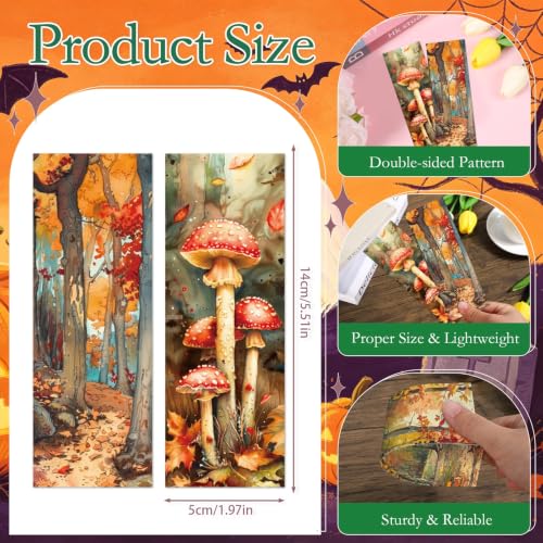 Fall Bookmarks Gifts for Women - 120 Pcs Autumn Forest Animal Bookmark Paper Maple Leaf Fox Butterfly Page Book Marks for Book Lovers Harvest Office School Thanksgiving Party Favors - color: Fall Forest Animal