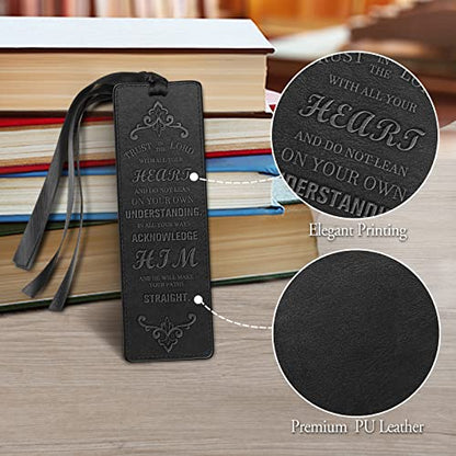 FINPAC Leather Bible Bookmarks, Bible Verse Book Markers - color: Black