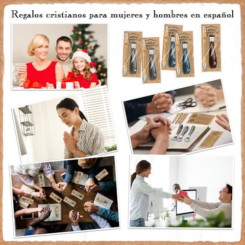 25 Sets Bible Verse Gift Bamboo Pen Keychain Bookmark,Classic Color,Spanish - color: Classic Color, style: Spanish