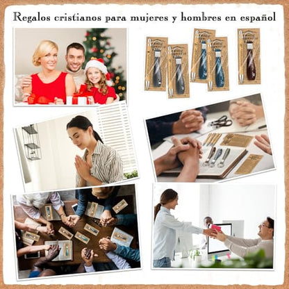 25 Sets Bible Verse Gift Bamboo Pen Keychain Bookmark,Classic Color,Spanish - color: Classic Color, style: Spanish