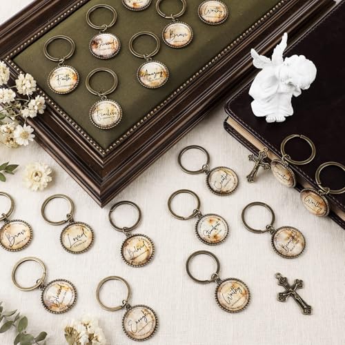 Equsion 36 Pcs Christian Keychain Bulk Mini Bible Keychains, Bronze - color: Bronze
