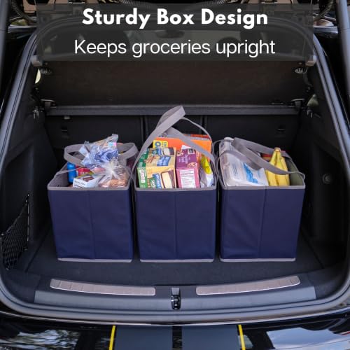 Reusable Grocery Bags (3 Pack) – Heavy Duty Shopping Bags, Blue - color: Navy Blue