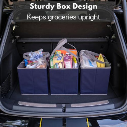 Reusable Grocery Bags (3 Pack) – Heavy Duty Shopping Bags, Blue - color: Navy Blue