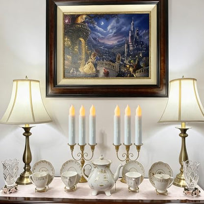 Lezonic Flameless Battery Operated Candlesticks Flickering, 24Pcs White LED Battery Christmas Window Candles, 6 Inch Short Taper Candles Hanging Halloween Floating by Touch, No Remote - color: 24pcs(Touch)
