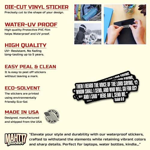 (3Pcs) Isaiah 6 8 The Lord Saying Whom Shall I Send Sticker Bible Christian Religious 3" Die-Cut Waterproof Vinyl Sticker for Laptop Water Bottle Phone Kindle Decal Stuff Gifts for Her Him 3 Inches - size: 3x3"