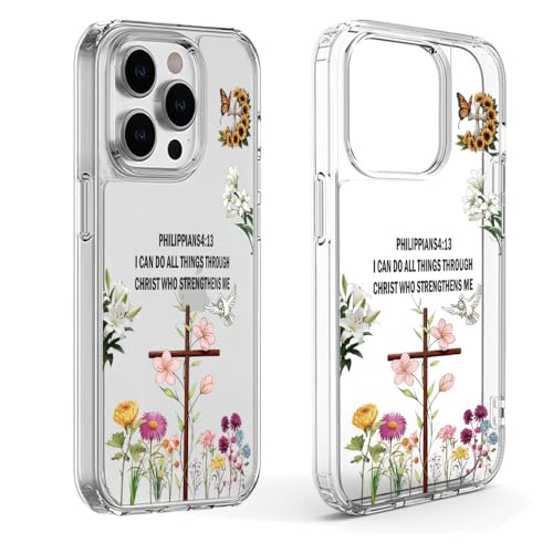 Jesus Cross Clear Phone Case Compatible with iPhone 14 Pro Max - color: I Can Do, size: for iPhone 14 Pro Max