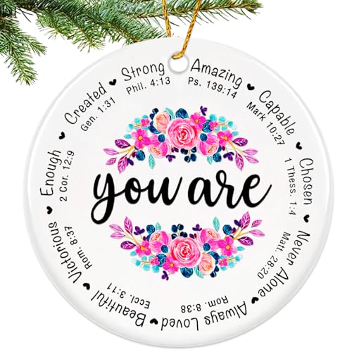 Christian Christmas Ornaments 2026,Religious Ornament for Christmas Tree, Ceramic Ornaments with Bible Verse - Christian for Women Faith - color: Christian