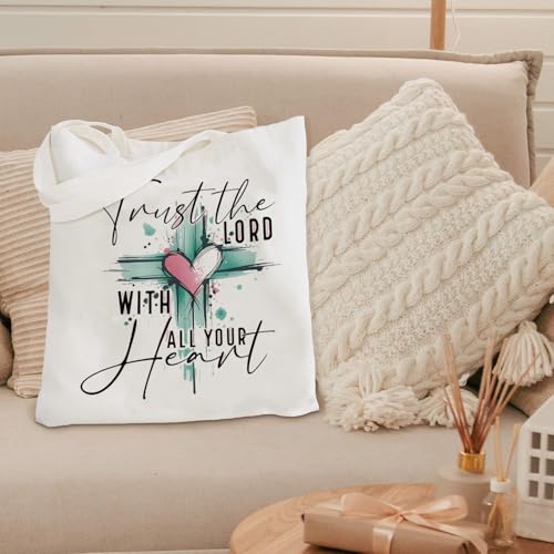 kunlisa Christian Tote Bag for Women, Christian Gifts for Women Faith Canvas Tote Bag - color: Trust in the Lord