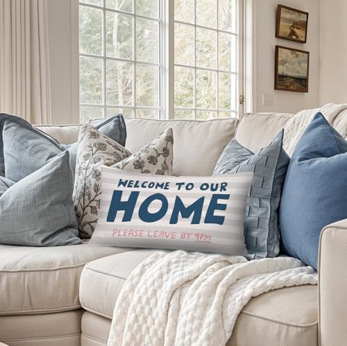 Farmhouse Throw Pillow Cover 12x20,Outdoor Porch Pillows - color: White-home
