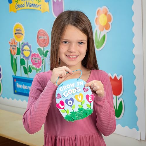 Fun Express Sunday School crafts for Kids VBS Christian Bible crafts Kit 12 Pack Religious Jesus Valentine crafts for Church Activities DIY Faith-Based Sign Project with No-mess Materials for Ages 4-8