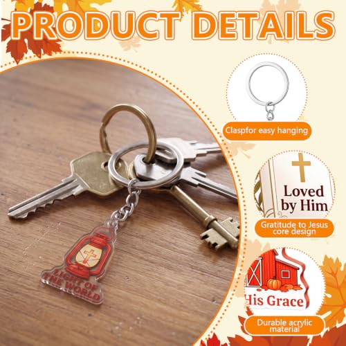 Kigeli 48 Pcs Thanksgiving Christian Keychains Fall Religious Party Favors - style: Thanksgiving