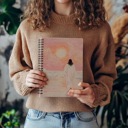 bitCNY Spiral Notebook 8.3 x 5.5 Inches, Jesus Walking on Water Painting Cover, Christian Art Journal, Lined Notebook for Devotion and Daily Writing - color: Jesus Walking on Water-3