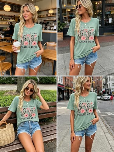 Christian Faith Shirts for Women Butterfly Daisy Graphic Casual T Shirts - color: Be-light Green, size: X-Large