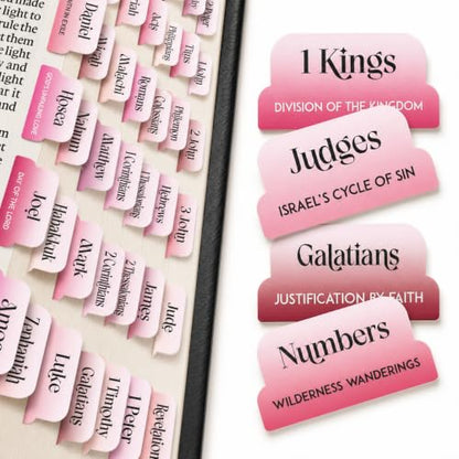 90 Christian Bible Tabs for Women, Men, and Kids - Pink Gradient - color: Pink Gradient