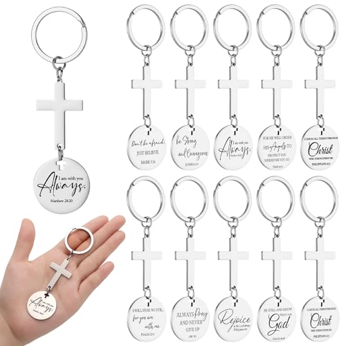 Huquary Cross Bible Verse Religious Keychain Bulk Christian Positive Inspirational Faith Gift for Guests Man Women