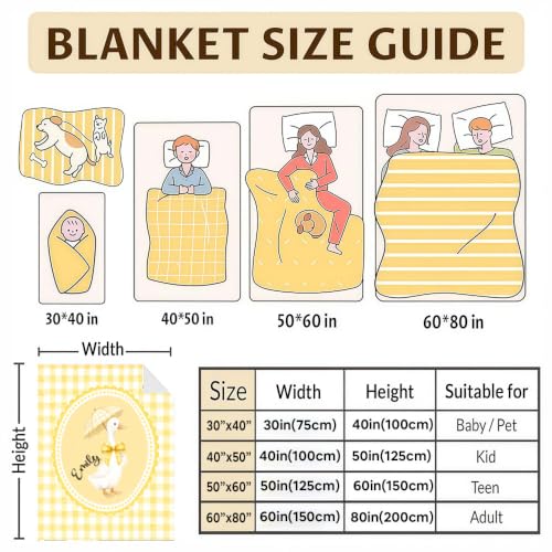 Personalized Goose Baby Blanket, Yellow Gingham Throw Gift - color: #Ver8