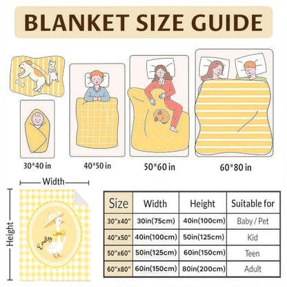 Personalized Goose Baby Blanket, Yellow Gingham Throw Gift - color: #Ver8