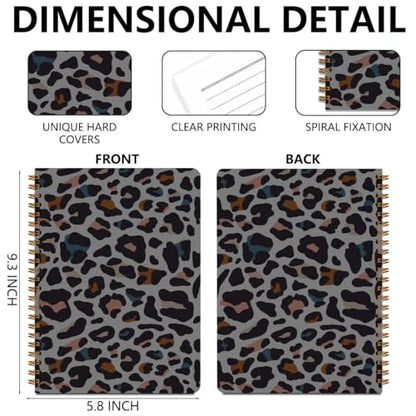 Trendy Leopard Print Spiral Notebook, Black Leopard Print Journal Notebook - color: Black Leopard Skin