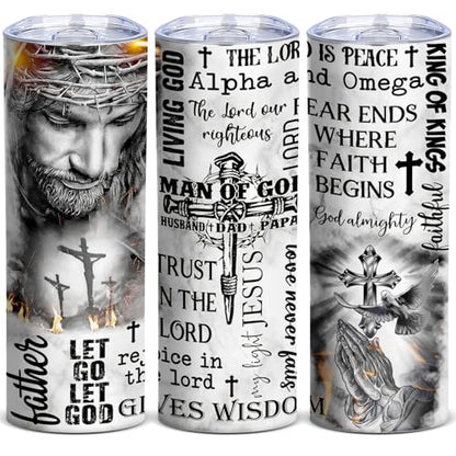 TUMBTU Christian Bible Verse Tumbler,Inspirational Tumbler Gift for Men - color: White-Black