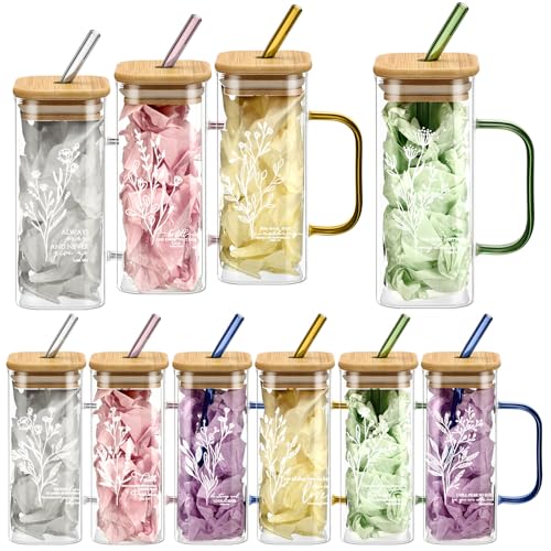 20pcs Mothers Day Christian Glass Cup Gift for Women Bulk 13.5oz Bible Verse Tumbler with Handle Lid Straw Religious Water Bottle Scripture Coffee Mug for Mom Church Sunday School Teacher