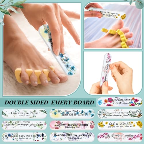 100 Pcs Christian Gifts for Women Bulk, Bible Verse Nail Files - style: Floral