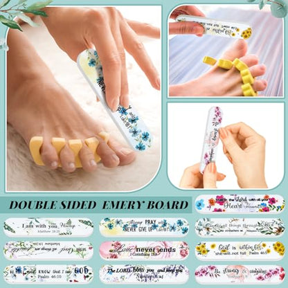 100 Pcs Christian Gifts for Women Bulk, Bible Verse Nail Files - style: Floral
