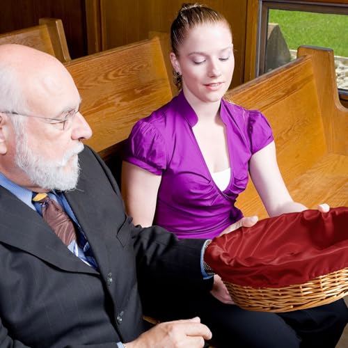 FillTouch 2 Pcs 12 Inches Round Offering Baskets for Church, Purple,Red - color: Purple,Red