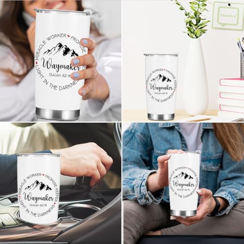 Christian Gifts for Women Men Her Tumbler, Inspirational Bible Verse Scripture Gifts Birthday Christmas, Faith Religious Coffee Mug Stainless Steel Vacuum Insulated Double Wall Travel Cup with Lid - color: Waymaker 1225