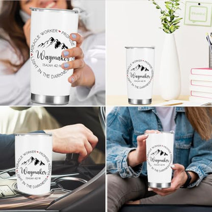 Christian Gifts for Women Men Her Tumbler, Inspirational Bible Verse Scripture Gifts Birthday Christmas, Faith Religious Coffee Mug Stainless Steel Vacuum Insulated Double Wall Travel Cup with Lid - color: Waymaker 1225