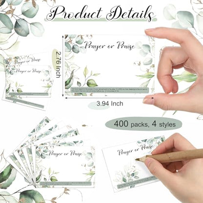 400 Pcs 3 x 4 Inch Prayer Request Cards Bulk, Greenery