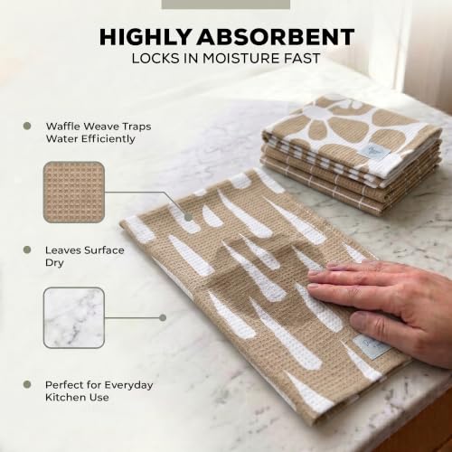 Kitchen Towels, Dish Towels for Kitchen, 3 Pc Kitchen Towel Set - color: Tan