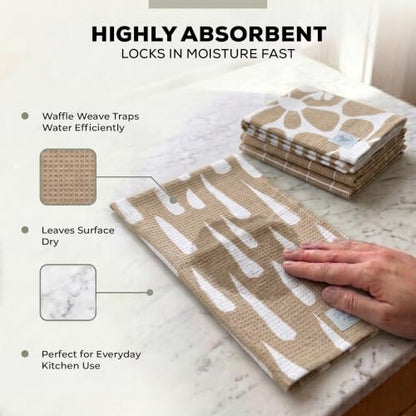 Kitchen Towels, Dish Towels for Kitchen, 3 Pc Kitchen Towel Set - color: Tan