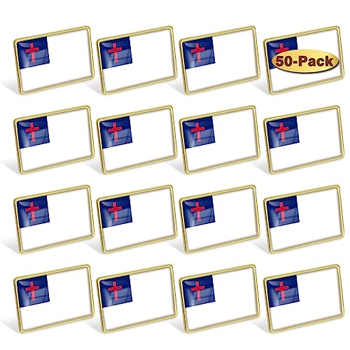 24/50/100Pcs Christian Flag Lapel Pins Bulk - Metal Souvenir for Men Women Clothes Bags Hats Easter Day - color: 50-Pack