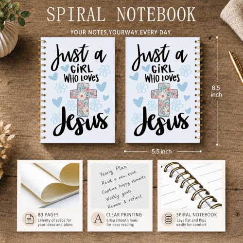 foedor Blue Christian Bible Verse Spiral Notebook Journal, 5.5×8.3 Inch - style: jesus blue