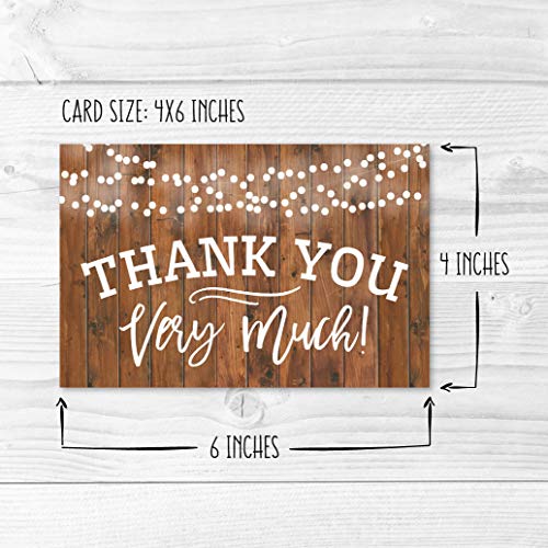 24 Bulk Thank You Cards with Envelopes Blank Cute Thank You Notes - color: Wood Lights 24 pcs