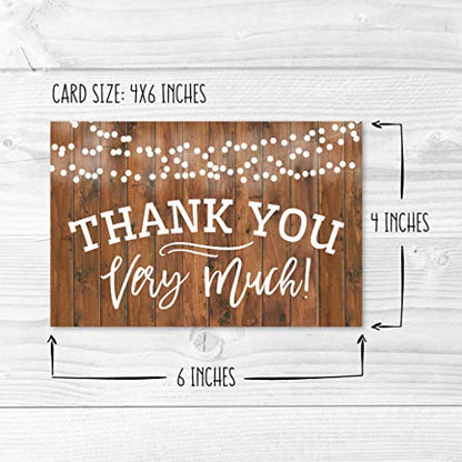 24 Bulk Thank You Cards with Envelopes Blank Cute Thank You Notes - color: Wood Lights 24 pcs