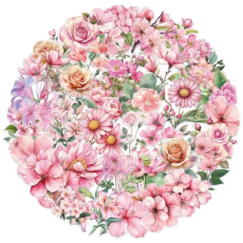 100PCS Transparent Flower Stickers for Water Bottles Laptop Notebook Journal Phone Cases Helmet Luggage Scrapbook DIY Crafts Party Favors,Nature Plant Floral Waterproof Decals for Teens Adults Girls - color: Transparent Flower