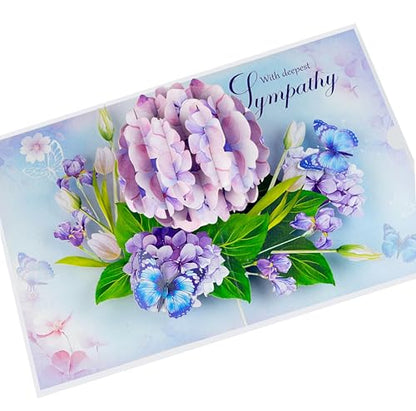 Hydrangea Pop Up Sympathy Cards with Envelopes, Sorry for Your Loss Card, Religious Pop Up Sympathy for Loss of Loved one, Mother, Father, Husband (Hydrangea) - color: Hydrangea