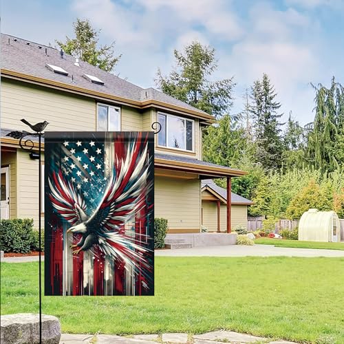 Patriotic 4th of July Garden Flag 12x18 Inch Double Sided American Bald Eagle Freedom Yard Flag For Independence Memorial Veteran Day Outdoor Lawn Porch Decoration Welcome Summer Signs - color: American Eagle