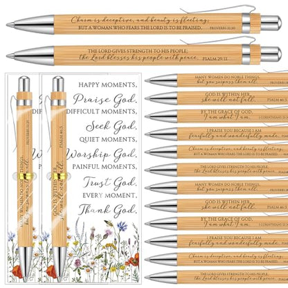 Supervitae 24 Sets Christmas Bible Verse Pens with Cards for Women