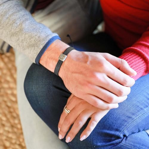 Equitable Brown/Black Leather Bracelet with Pewter Cross Bead Faith Jewelry - color: Black Leather