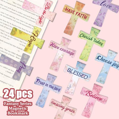 Magnetic Bookmarks, Tumwisk 24PCS Magnetic Bible Cross Bookmarks - color: Cross