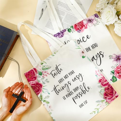 Huhumy 12 Pcs Christian Bible Tote Bags for Women, Canvas Bag, Classic - style: Classic