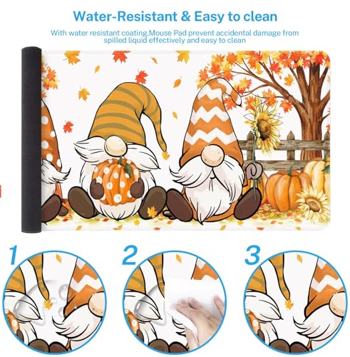 Britimes Large Mouse Pad, Mouse Pad, 31.5 x 15.7 Inch, Polka Dot Pumpkin - color: Fall Gnome
