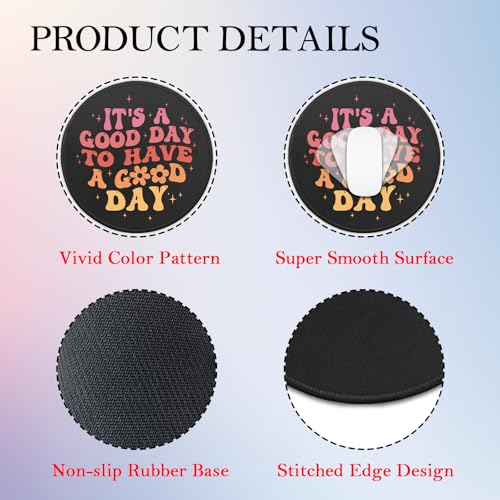 Inspirational Quote Round Mouse Pad, It's A Good Day to Have A Good Day Mousepad for Desk, Funny Colorful Mouse Mat with Non-Slip Rubber Base Stitched Edge for Wireless Mouse Gaming Laptop - color: Good Day