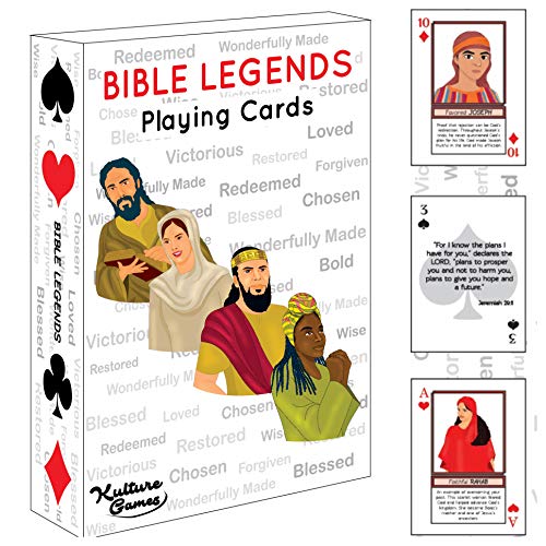 Kulture Games Playing Cards: Bible Legends - Diverse Bible Characters, Stories & Encouraging Bible Verses - Trivia Card Game - Christian Cards for Family Game Night - Christian Gifts - style: Bible Legends