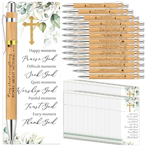 50 Sets Christian Religious Gifts Bible Verse Bamboo Pens