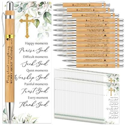 50 Sets Christian Religious Gifts Bible Verse Bamboo Pens