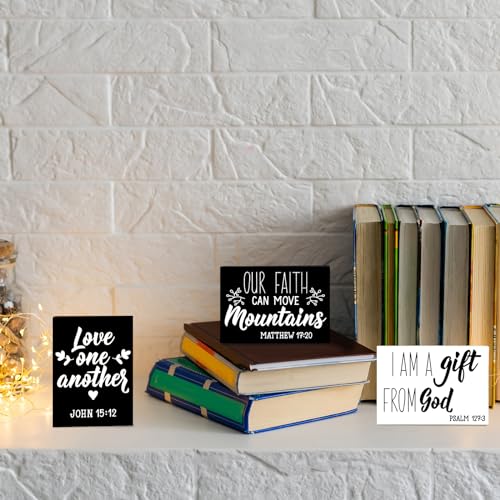 Yalikop 6 Pcs Bible Verse Christian Mini Wooden Sign, Affirmative Style - style: Affirmative Style